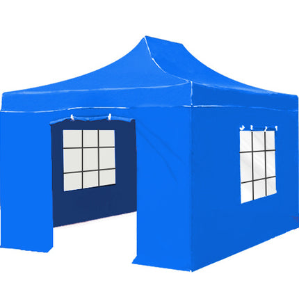 Easy up 3x4,5m blauw met zijwanden