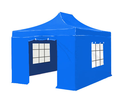 Easy up 3x4,5m blauw met zijwanden