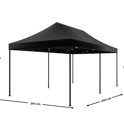 Easy up 3x6m zwart zonder zijwanden