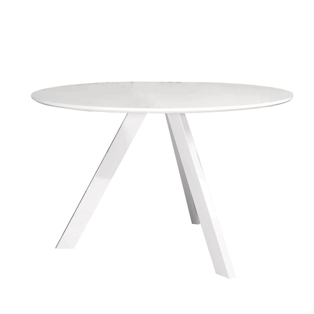 Eettafel met witte poten Ronsi rond 120cm wit MDF