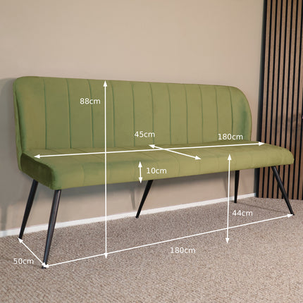 Eetkamerbank Sally 180cm groen velvet