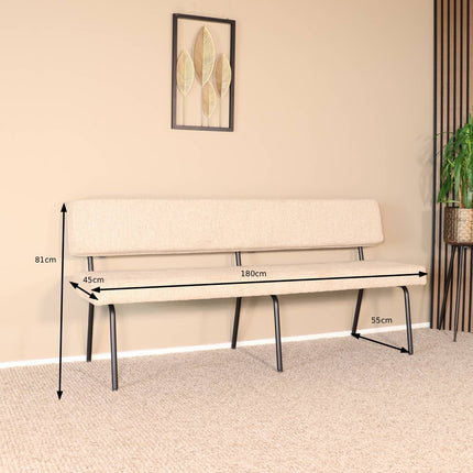 Eetkamerbank Wendy 180cm beige stof
