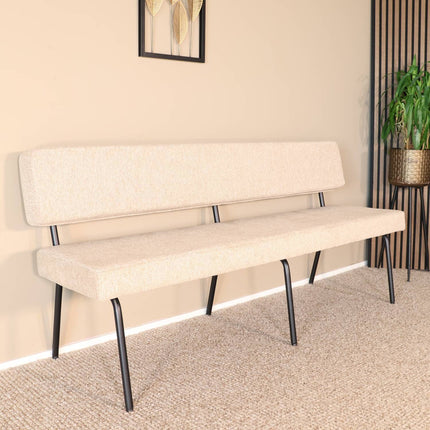 Eetkamerbank Wendy 180cm beige stof