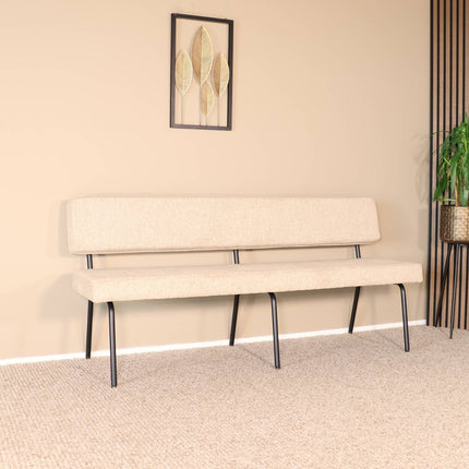 Eetkamerbank Wendy 180cm beige stof