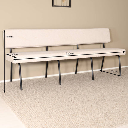 Eetkamerbank Wendy 220cm zand stof