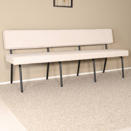 Eetkamerbank Wendy 220cm zand stof