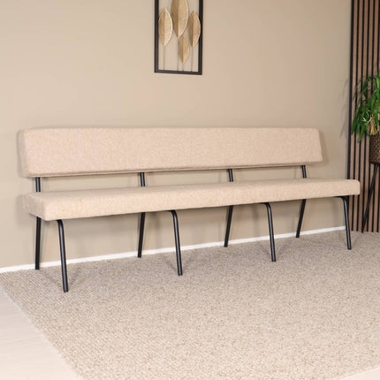Eetkamerbank Wendy 220cm beige stof