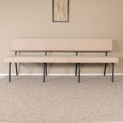 Eetkamerbank Wendy 220cm beige stof