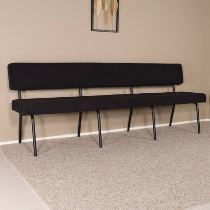Eetkamerbank Wendy 220cm zwart stof
