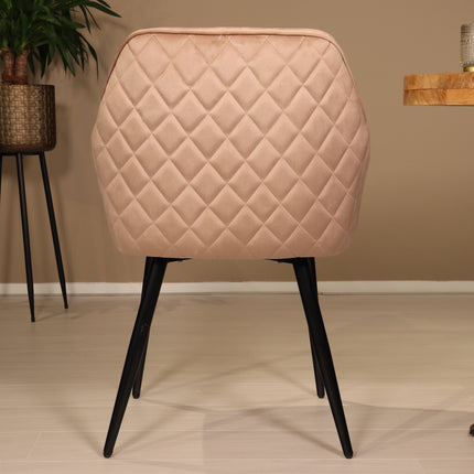 Eetkamerstoel met armleuning Ares velvet champagne eetstoel