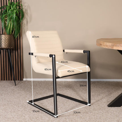 SET DEAL 6 stuks: Eetkamerstoel beige eco-leer Noor