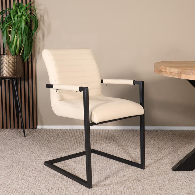 Eetkamerstoel beige eco-leer Noor