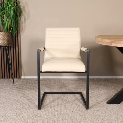 Eetkamerstoel beige eco-leer Noor