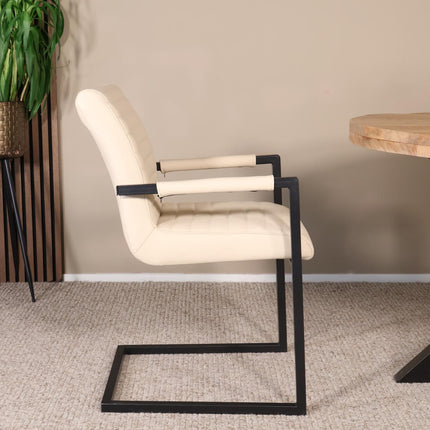 SET DEAL 6 stuks: Eetkamerstoel beige eco-leer Noor