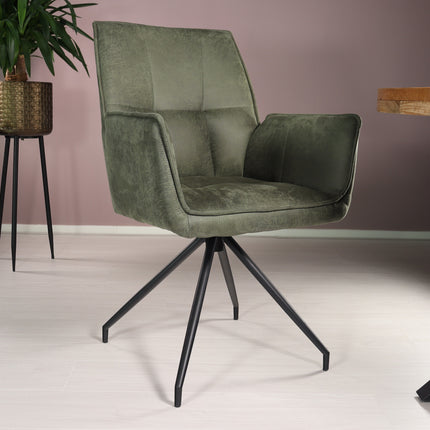 SET DEAL 4 stuks: Eetkamerstoel donkergroen microvezel Bowie