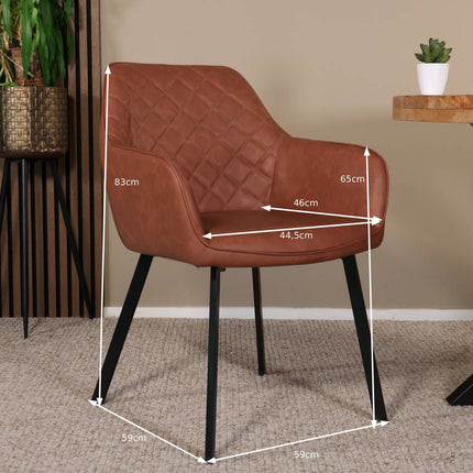 Eetkamerstoel cognac kunstleder Yurgan