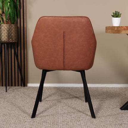 SET DEAL 4 stuks: Eetkamerstoel cognac kunstleder Yurgan