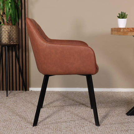 SET DEAL 4 stuks: Eetkamerstoel cognac kunstleder Yurgan
