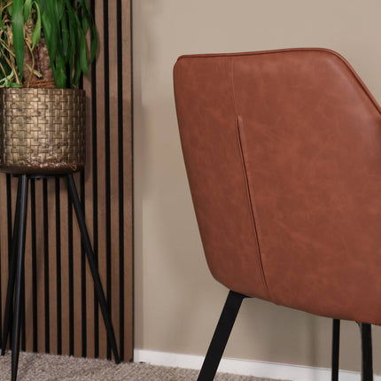 SET DEAL 4 stuks: Eetkamerstoel cognac kunstleder Yurgan