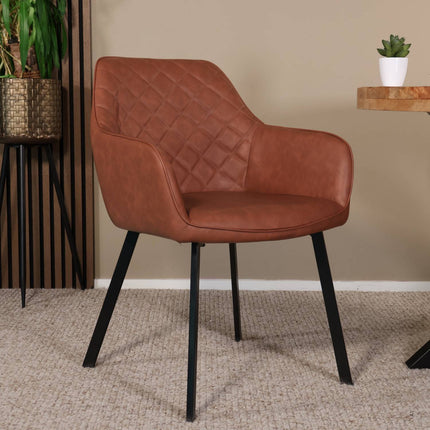 SET DEAL 4 stuks: Eetkamerstoel cognac kunstleder Yurgan