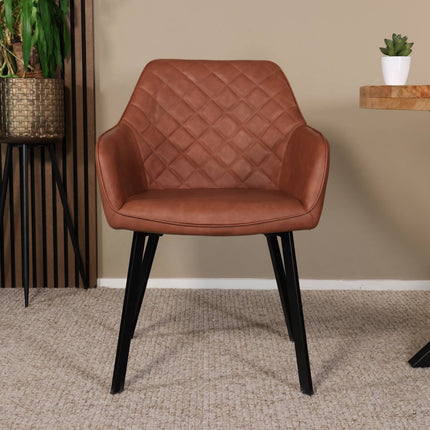 SET DEAL 6 stuks: Eetkamerstoel cognac kunstleder Yurgan