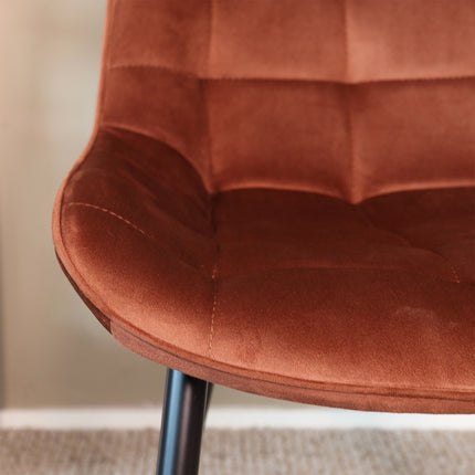 SET DEAL: 4 Eetkamerstoelen bruin velvet de Vince