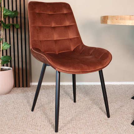 SET DEAL: 4 Eetkamerstoelen bruin velvet de Vince