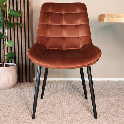 SET DEAL: 6 Eetkamerstoelen bruin velvet de Vince