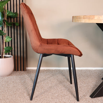SET DEAL: 4 Eetkamerstoelen bruin velvet de Vince