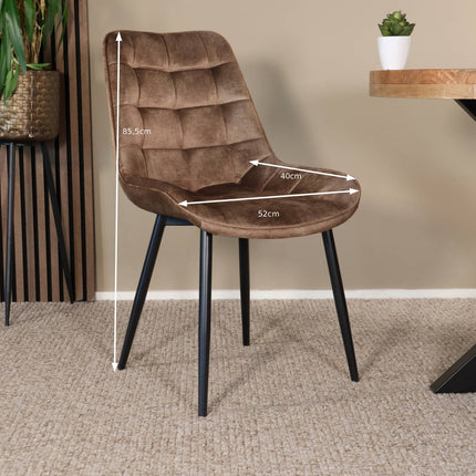 SET DEAL 4 stuks: Eetkamerstoel cognac velvet de Vince