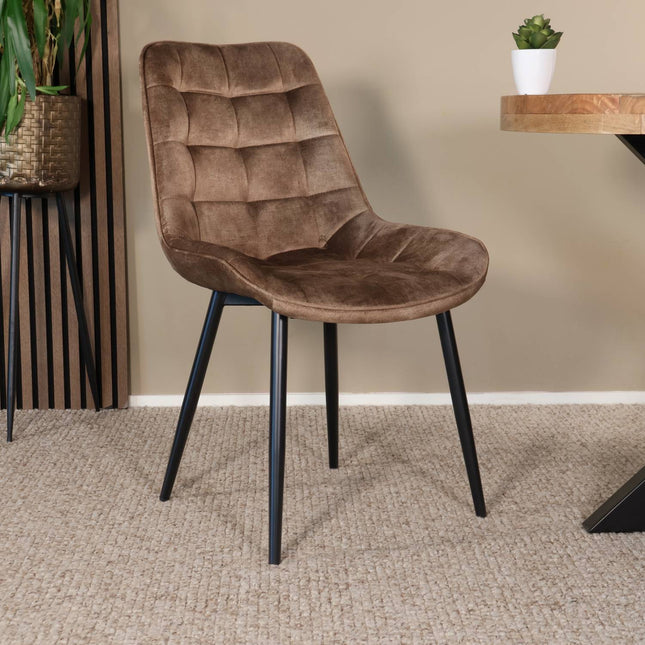SET DEAL 4 stuks: Eetkamerstoel cognac velvet de Vince