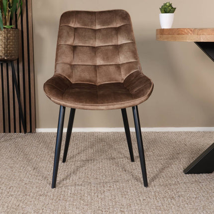 SET DEAL 4 stuks: Eetkamerstoel cognac velvet de Vince