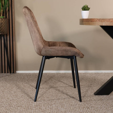 Eetkamerstoel cognac velvet de Vince