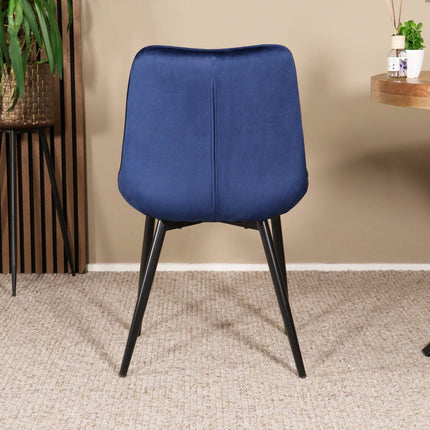 SET DEAL 6 stuks: Eetkamerstoel donkerblauw velvet de Vince