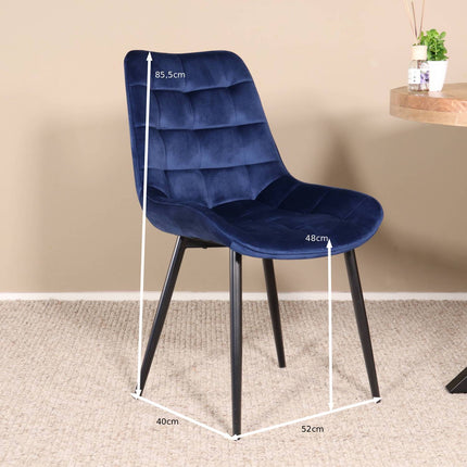 SET DEAL 6 stuks: Eetkamerstoel donkerblauw velvet de Vince