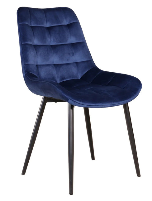 SET DEAL 4 stuks: Eetkamerstoel donkerblauw velvet de Vince