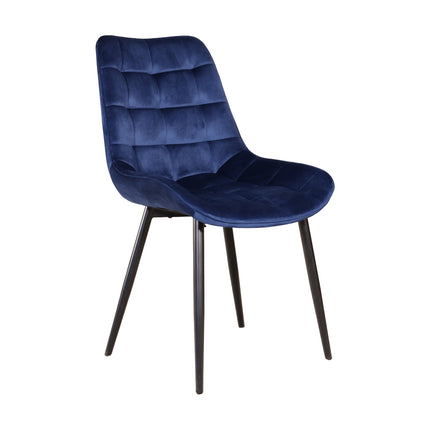 SET DEAL 4 stuks: Eetkamerstoel donkerblauw velvet de Vince
