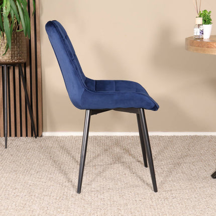SET DEAL 6 stuks: Eetkamerstoel donkerblauw velvet de Vince