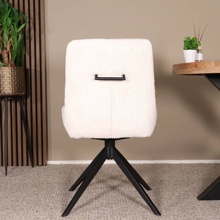 SET DEAL: 6 Eetkamerstoelen draaibaar gebroken wit stof Marloes