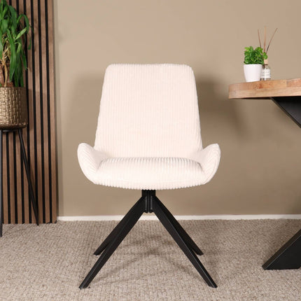 SET DEAL: 4 Eetkamerstoelen draaibaar gebroken wit stof Marloes