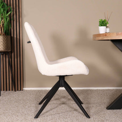 SET DEAL: 4 Eetkamerstoelen draaibaar gebroken wit stof Marloes
