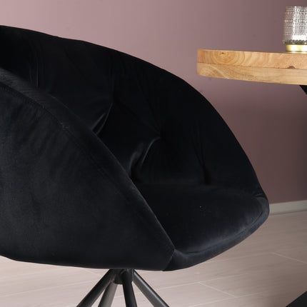 SET DEAL 4 stuks: Eetkamerstoel draaibaar zwart velvet Tamara