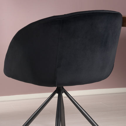 SET DEAL 6 stuks: Eetkamerstoel draaibaar zwart velvet Tamara