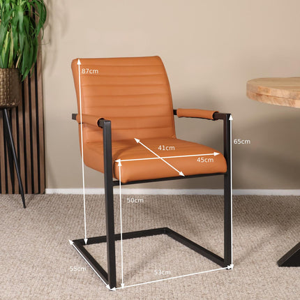 SET DEAL 6 stuks: Eetkamerstoel cognac eco-leer Noor