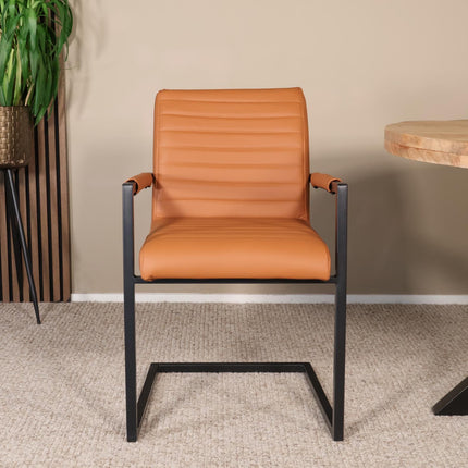 SET DEAL 4 stuks: Eetkamerstoel cognac eco-leer Noor