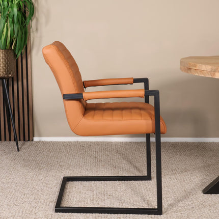 SET DEAL 6 stuks: Eetkamerstoel cognac eco-leer Noor