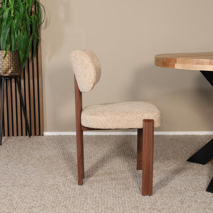 Eetkamerstoel Japandi bruin Naomi walnoot