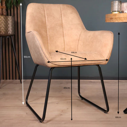 Eetkamerstoel beige microvezel Mae