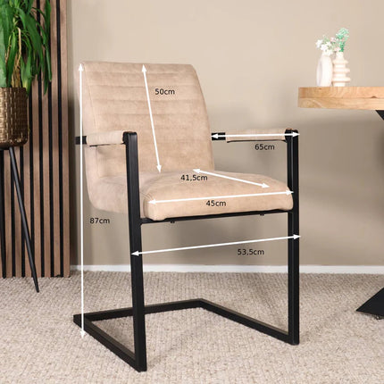 SET DEAL: 4 stuks Eetkamerstoel zand microvezel Noor