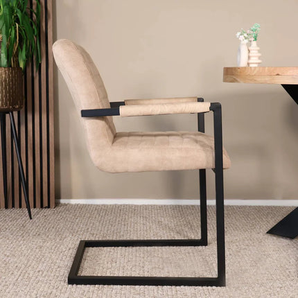 SET DEAL: 6 stuks Eetkamerstoel zand microvezel Noor